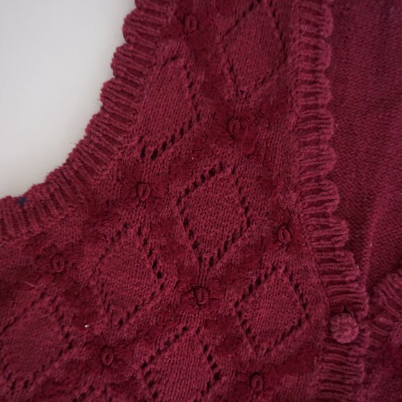 Vintage Attitudes by Renee Burgundy Knit Button Sweater Vest Cottagecore M - Picture 5 of 11